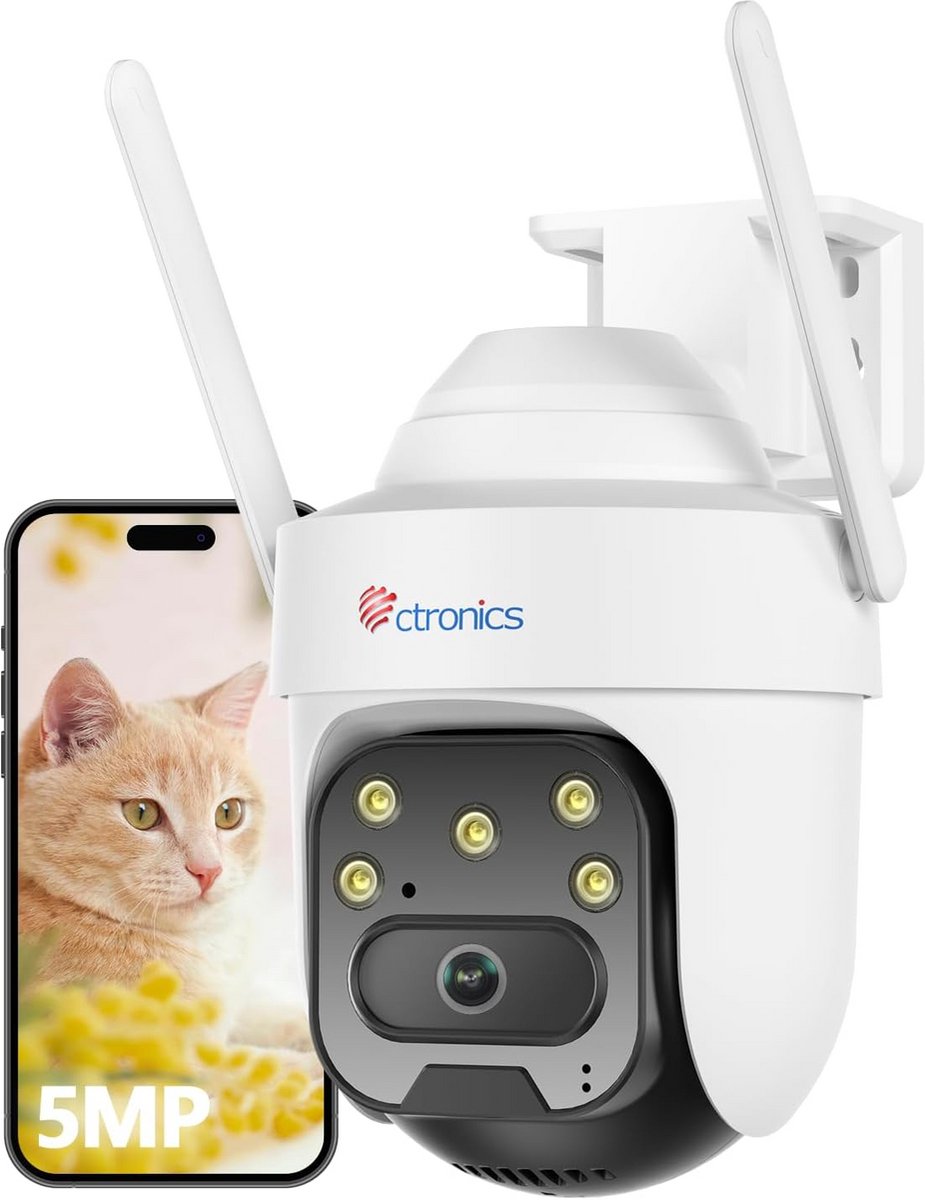 5MP Wifi Buiten Camera PTZ 360° - Kleuren Nachtzicht, KI-Detectie & Auto Tracking