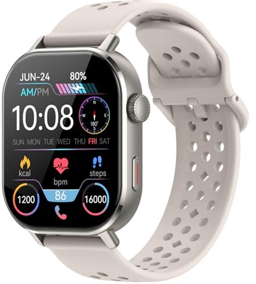 Slimme GPS smartwatch met AMOLED-display, telefoonfunctie, waterdicht en fitnessfuncties voor dames en heren
