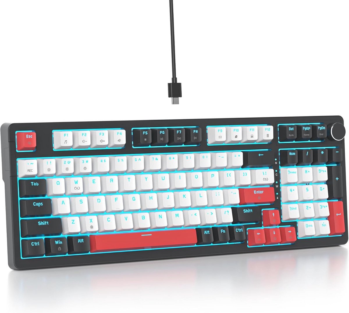 96% Romig Klinkend Mechanisch Toetsenbord met RGB Achtergrondverlichting en Numeriek Toetsenblok