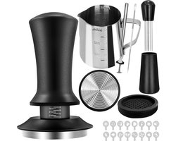 Kraftverdia - Koffie stamper set - Barista accessoires - Espresso Sabotage - 51mm Espresso - Koffie Roerder - Melkkan - Sabotage Mat - Barista handdoek - Latte Art Pen - 16 Decoratieve
