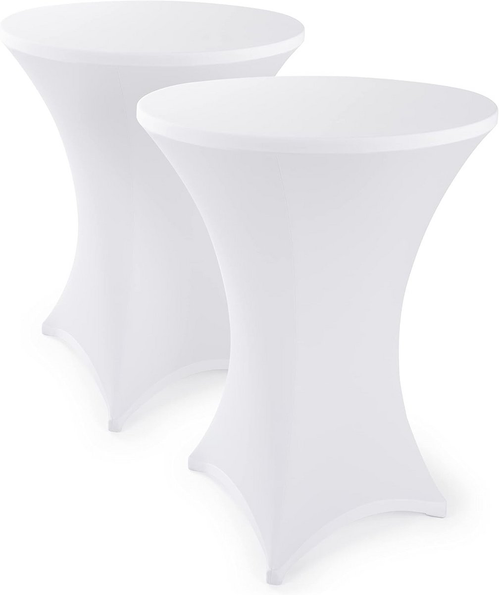 Set van 5 Elastische Tafelhoezen voor Bistrotafel Ø 80-85 cm Wit
