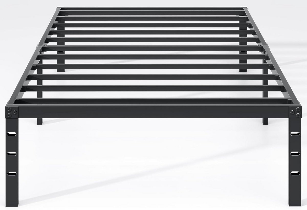 Metalen Tweepersoonsbedframe met Opbergruimte - Stevig en Eenvoudig te monteren, Zwart, 35 cm Hoogte