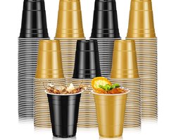 Somstyle Plastic Bekers - 50 Stuks - Party Cups 500 ML - Beer Pong Set - Goud & Zwart