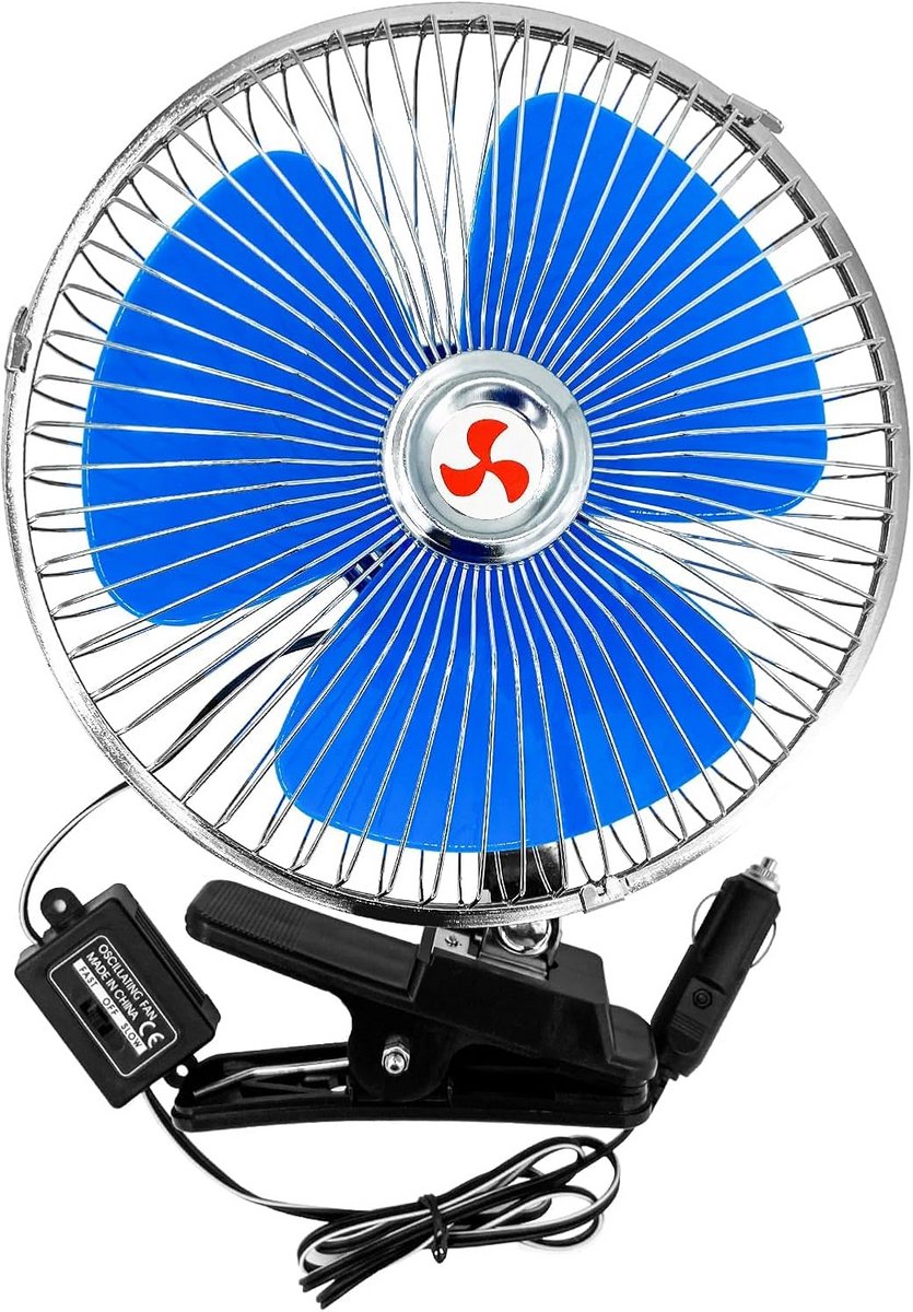 Draagbare Mini Ventilator 12V voor Auto met Clip - 180° Draaibaar