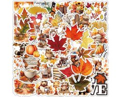 BSITSSS 100 stuks herfstplakboekstickers, herfst esdoornblad pompoenstickers voor plakboeken, herfstbladeren dieren plakboekstickers voor laptop auto plakboek telefoon skateboard waterfles telefoon