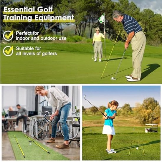 Opvouwbare Golfuitlijnstokken voor Richten en Swingtraining - 2 Stuks met Doorzichtige Koffer van Merkloos — afbeelding 4