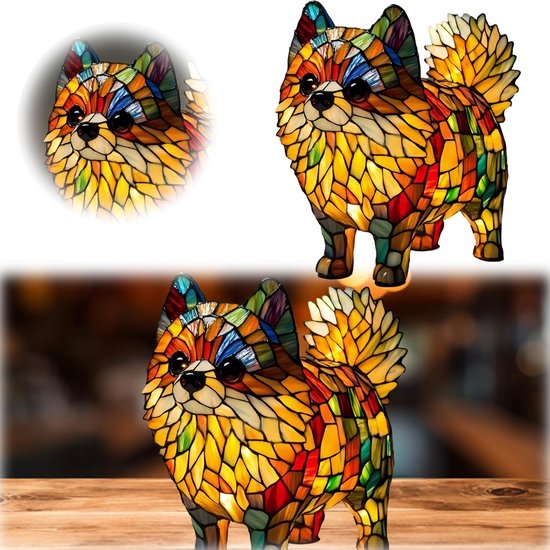Ynkkvre - Nachtlampje met kat en hond - LED-nachtlampje met katmotief - Retro tafellamp van gebeitst hars - Handgemaakte 3D-lamp - Warm licht - Lamp met warm licht - Energiezuinige LED-technologie - Handgemaakt van duurzaam hars - Zee Schildlamp van Ynkkvre — afbeelding 3