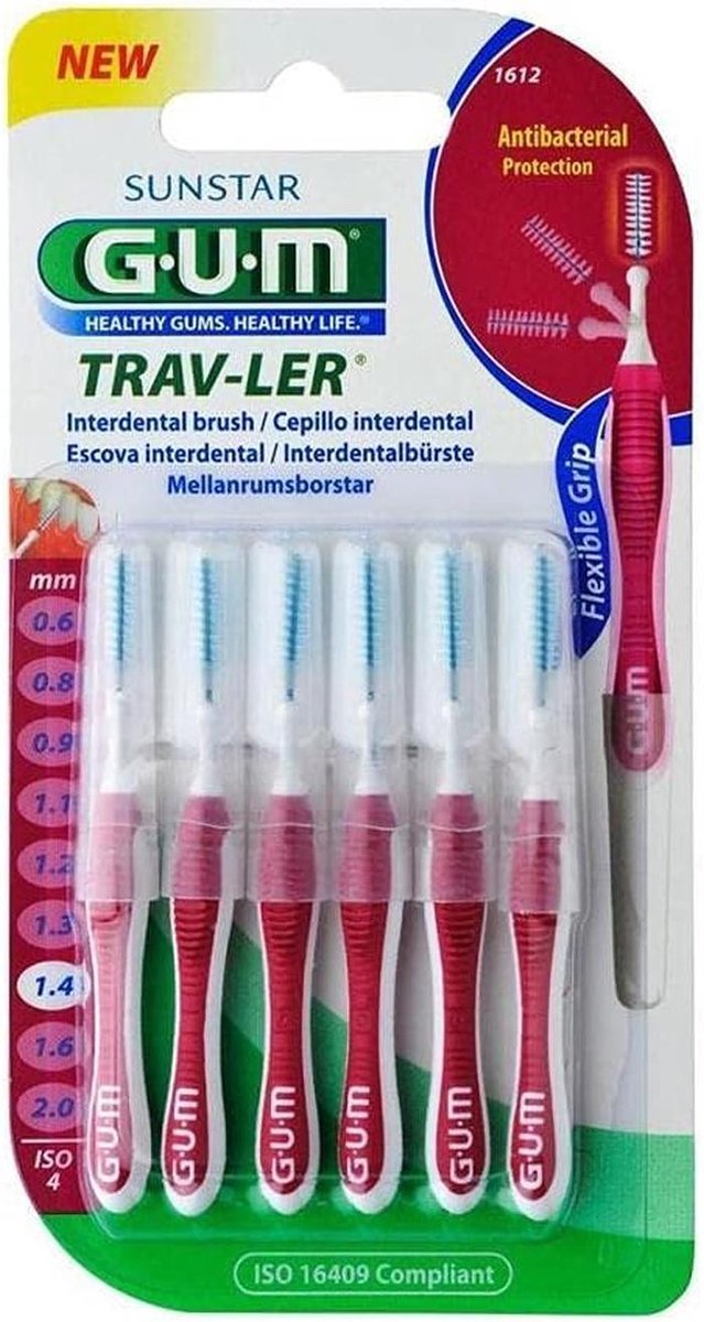 Interdentale Borstels 1.4mm, Roze, Verpakking van 6