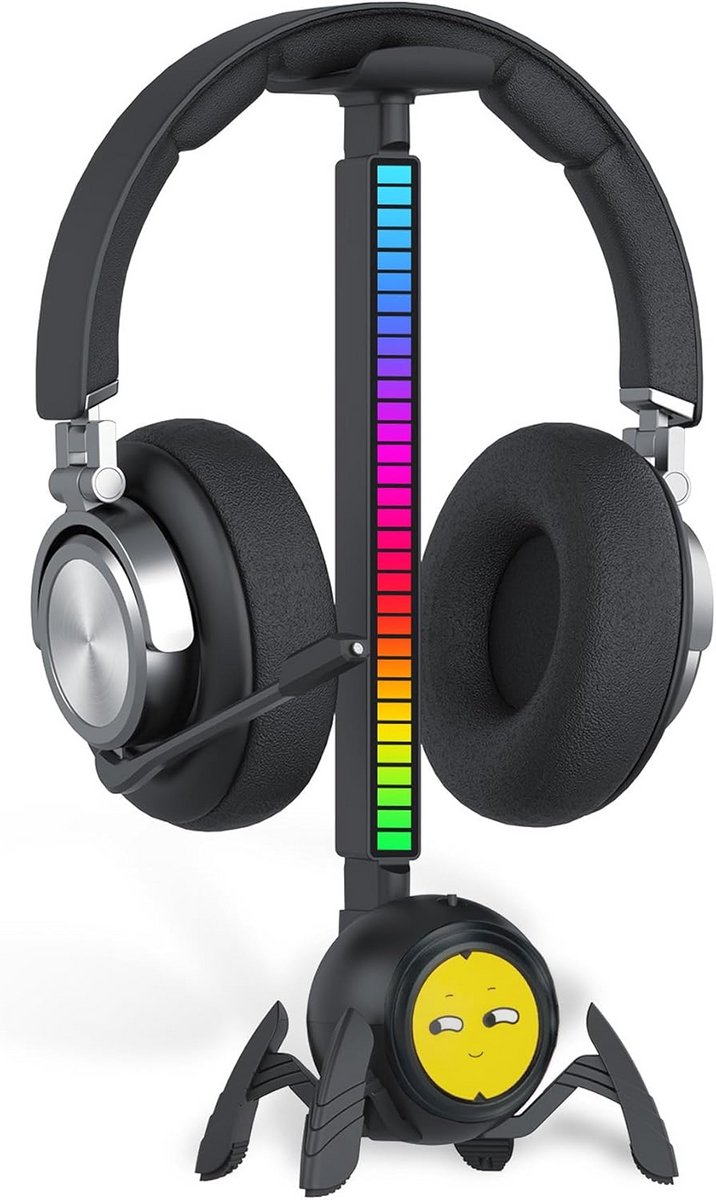Bureau-hoofdtelefoonstandaard met RGB-licht voor gamers - zwart