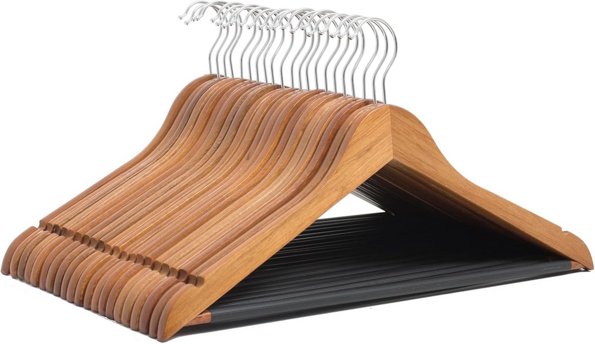 Houten Kledinghangers Antislip Stevig en Slank Ontwerp 20 Stuks