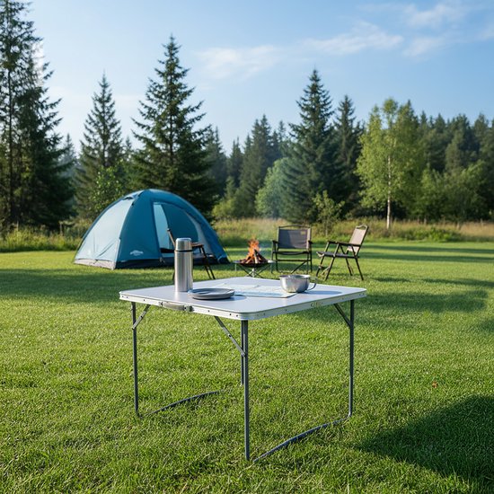 Campingtafel inklapbaar - 68,5x70x50 cm - lichtgewicht - wit — afbeelding 2