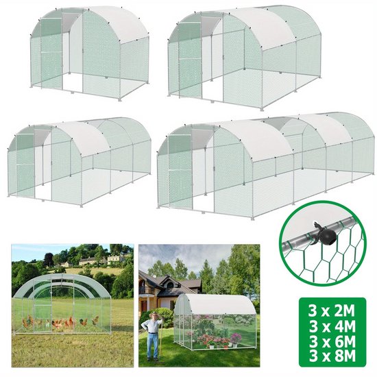 Stalen kippenren kippenhok buitenverblijf 3x2x2 m | premiumXL