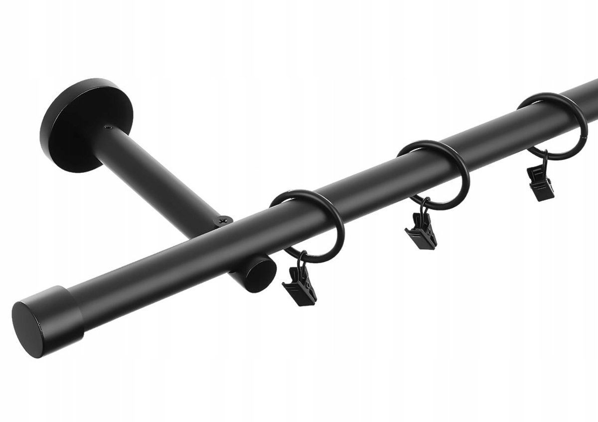 Merkloos Enkele Metalen Gordijnroede LOFT 270cm Mat Zwart