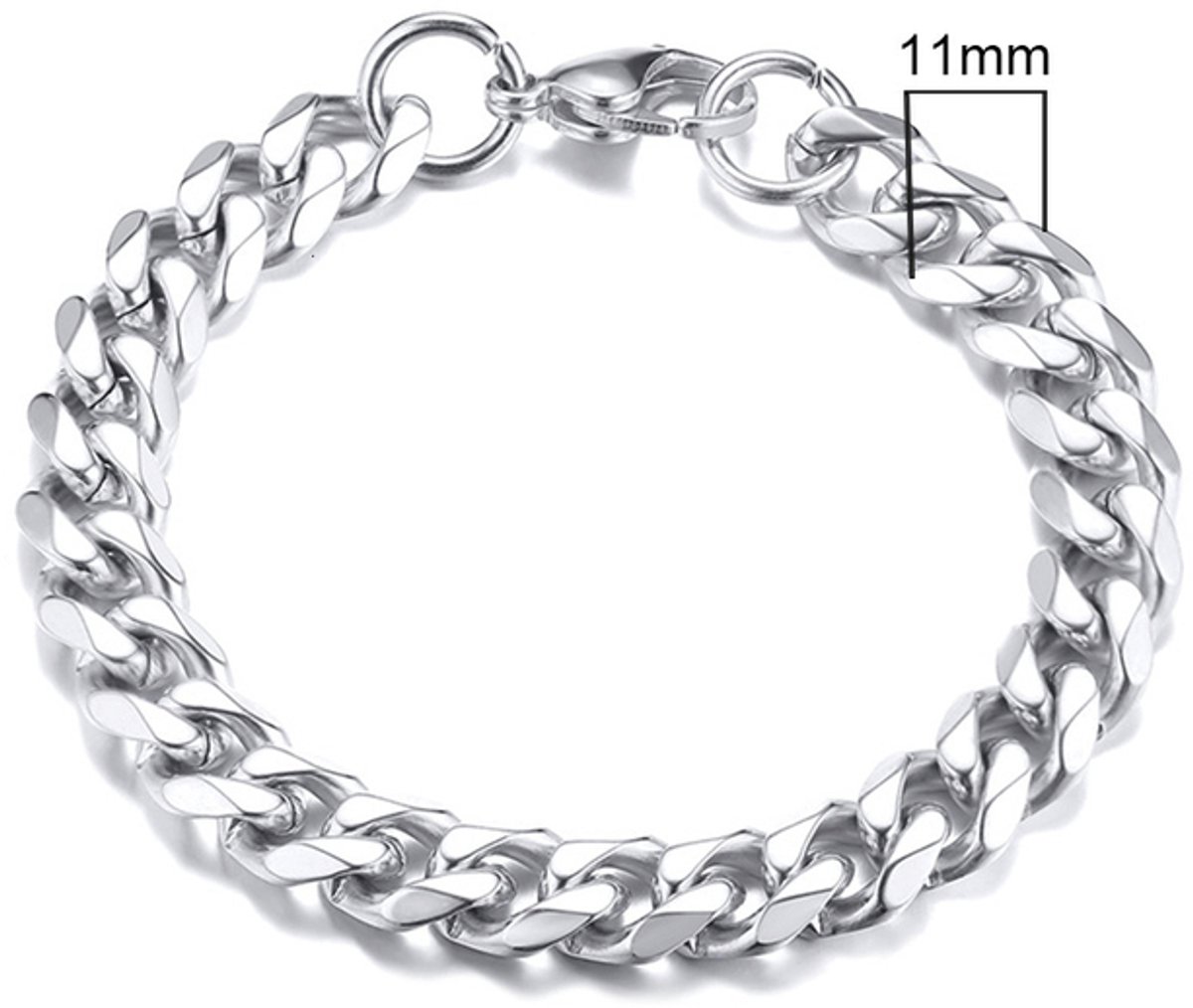 Zilverkleurige Roestvrij Stalen Armband 11mm - LMPiercings