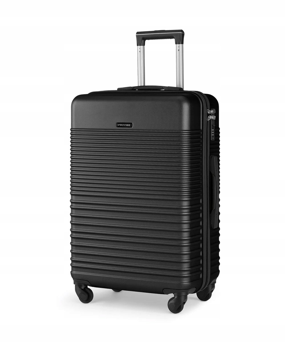 Puccini Middelgrote Zwarte ABS Koffer 65cm - 57L - 360° Wielen & Codeslot