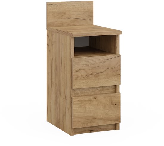 Vicco Monty Nachtkastje – 25 x 59.1 cm met 2 laden Krachtige eik goud