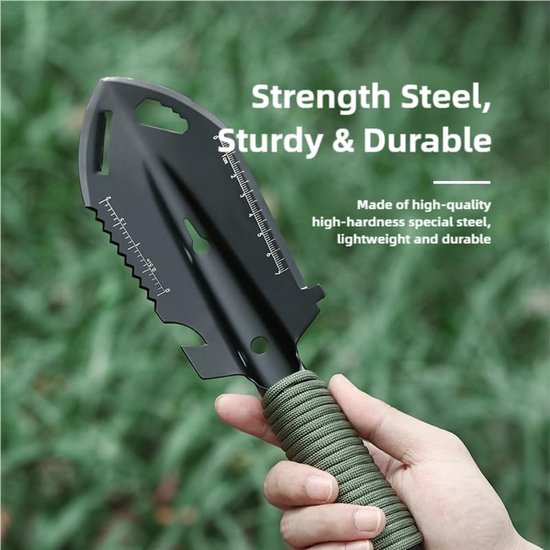 1 stuk - kleine survival schep - 9-in-1 mini kampeerschep - ultralichte rugzakschep - backpackuitrusting - voor wandelen, kamperen en survivaltassen - van roestvrij staal - zwart - 26.5×7cm van Hobright — afbeelding 5