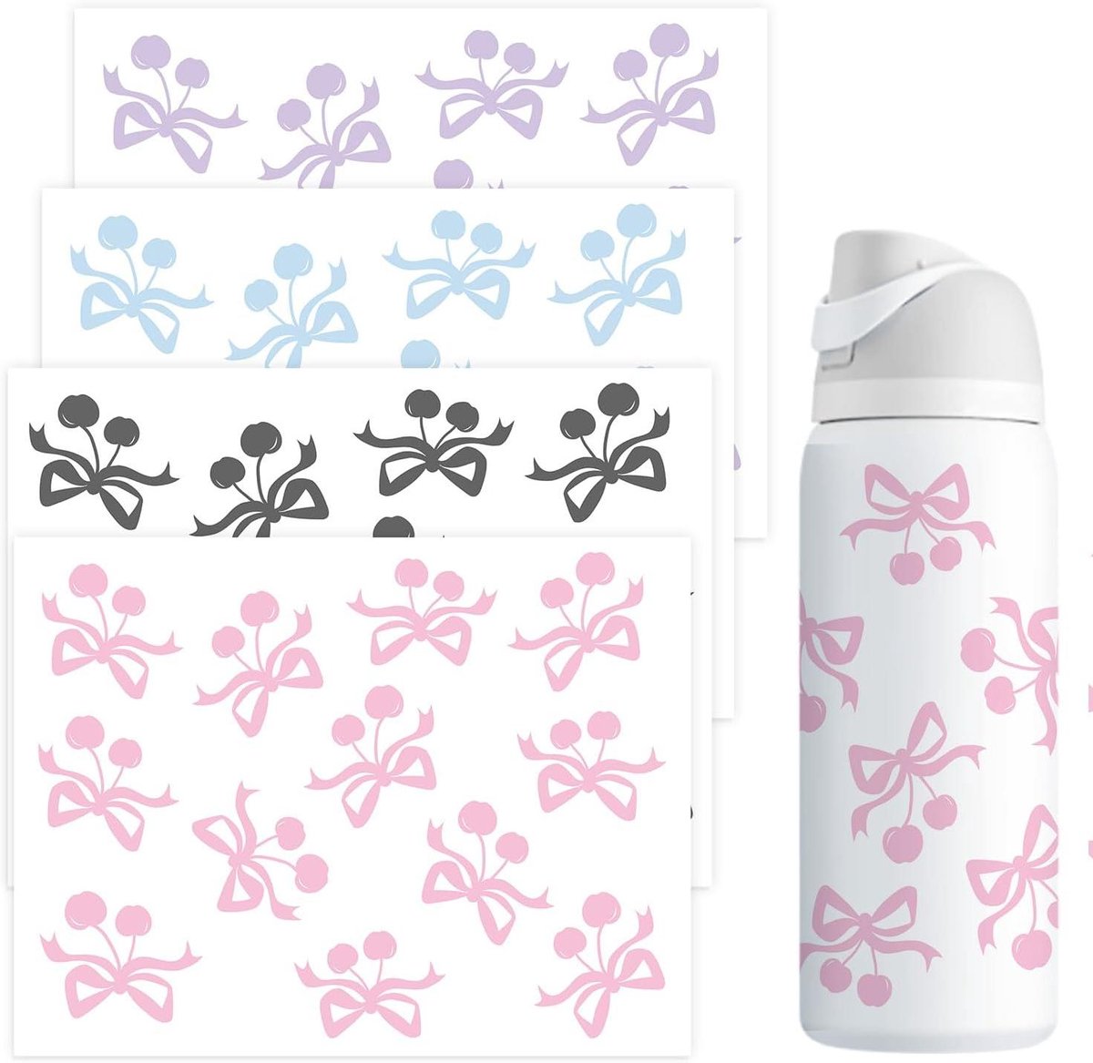 EGoods - Stickers Strikken Kersen Patroon Bekers Waterflessen Urban Outfitters - Set van 4 Kleuren