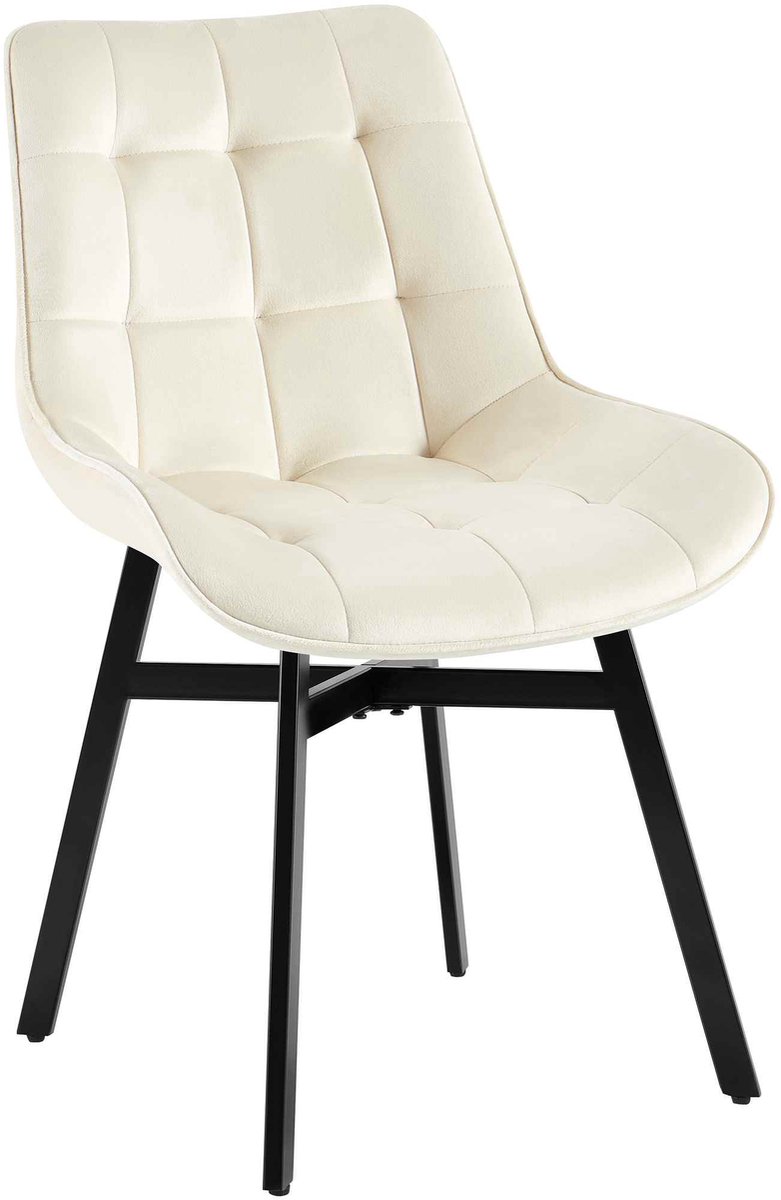 CLP Colby Eetkamerstoel - met leuning - keukenstoel - met zwart metalen frame - max. belas