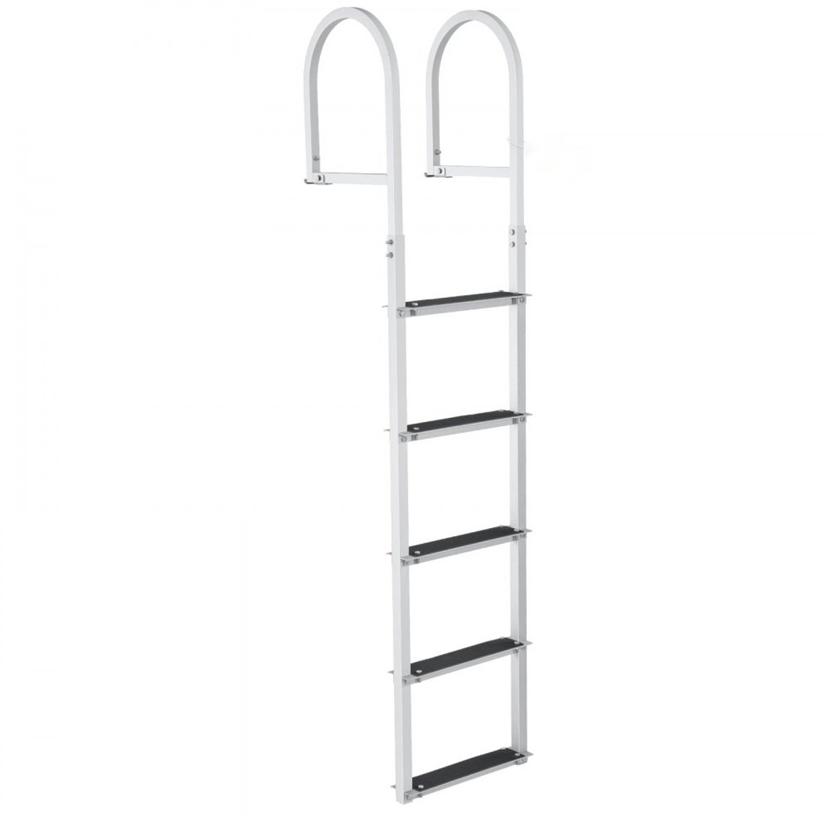 Steiger- en Bootladder - Pontonladder - 5 Afneembare Treden - Draagvermogen 227 kg - Aluminiumlegering - Antislip Treden 8 cm Breed - Voor Steiger/Ponton/Zwembad