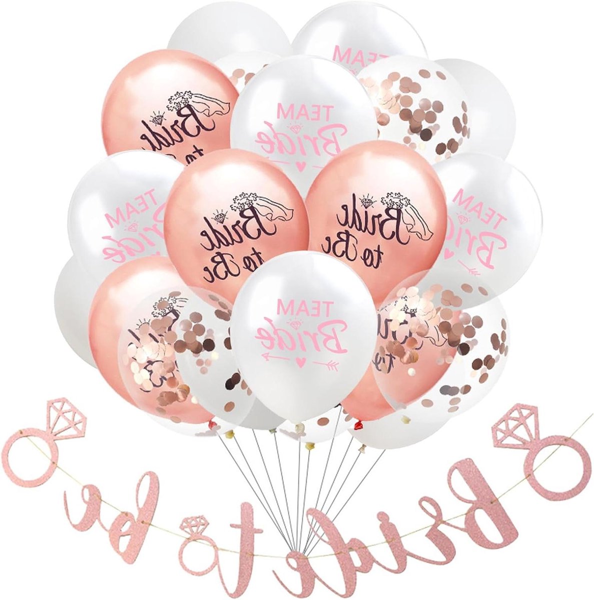 EGoods - Decoratie voor Vrijgezellenfeest Vrouwen - Ballonnen Roségoud - Slinger Bride To Be - Jga Decoratie - Vrijgezellenfeest Decoratie