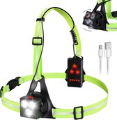 Avertissement de nuit étanche Lampe de poitrine Lampe frontale Micro-USB Lampe f