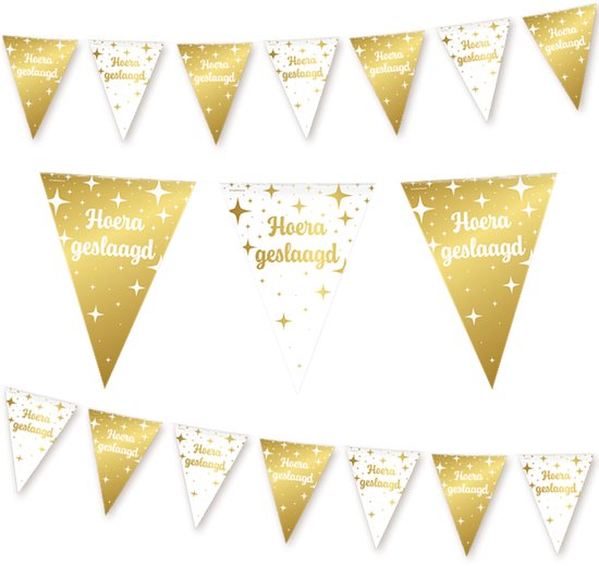 Party Rozet Hoera Geslaagd Goud/Wit