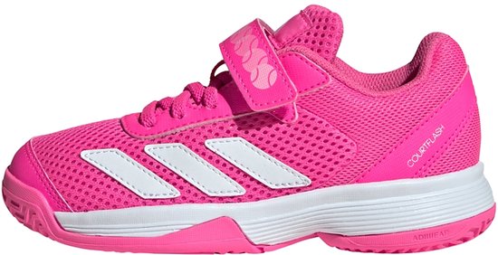 Foto: Adidas performance courtflash tennisschoenen met klittenband kids kinderen roze