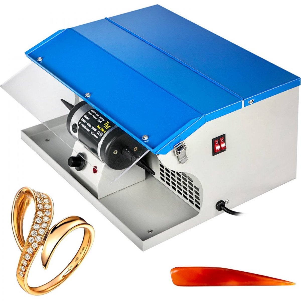 Sieraden Polijstmachine - Tafelmodel - Met Stofafzuiging (Stofafscheider) - 0–8000 tpm - Krachtige Motor - Voor Metaal en Kunststof