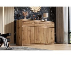 STILVORA Dressoirs - Dressoir Kasten Met 3 Deuren En 3 Laden - Praktische Opbergkast Voor Hal En Keuken - 135×40×81 cm - Spaanplaat - Houtkleur