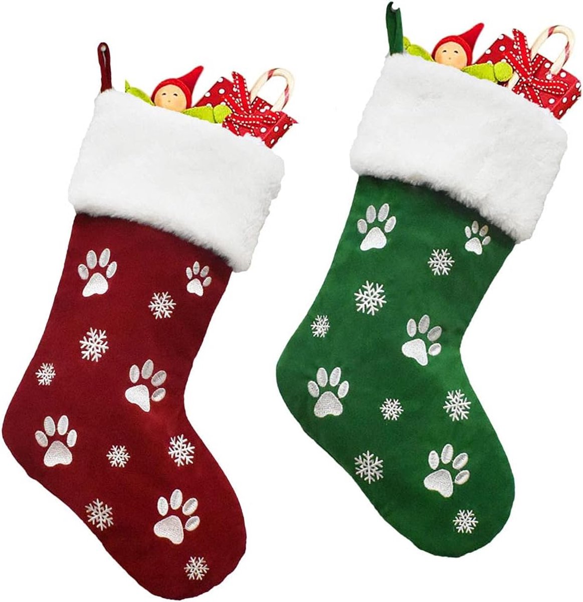 2-delige Kerstkousen Santa Claus Kous 45cm Gepersonaliseerde Huisdier Hond Kerstkous Grote Kerstsokken Decoratieve Open haard Hangende Zak Gift Zakken Voor Kerstboom Decoratie Vakantie