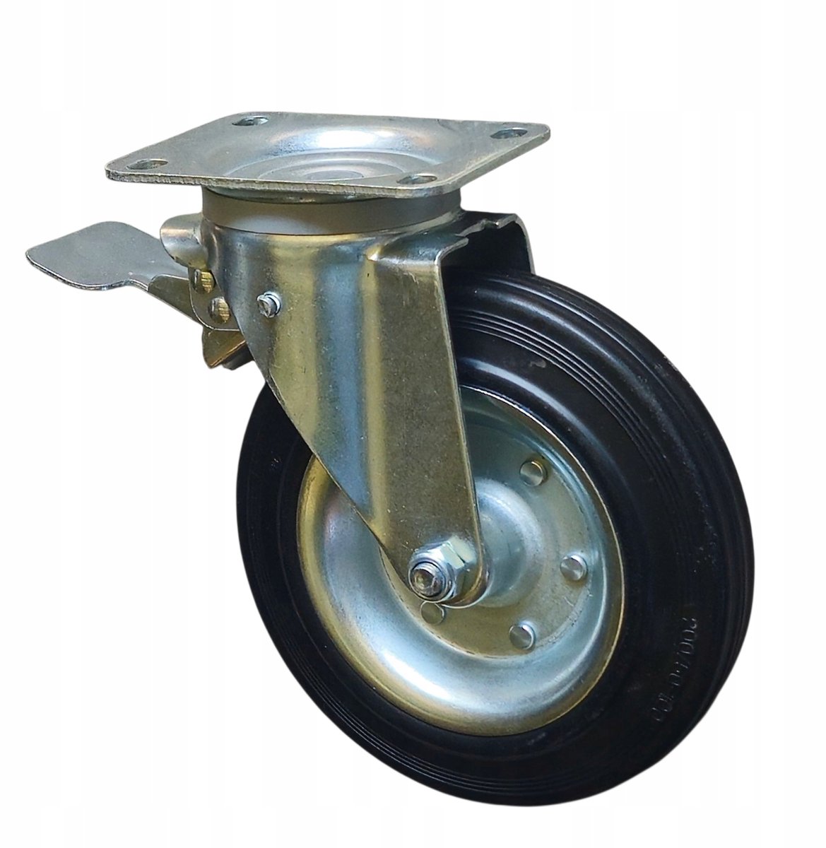 Wiko Zwenkwiel Metaal-Rubber 200mm met Rem - 300kg Draagvermogen