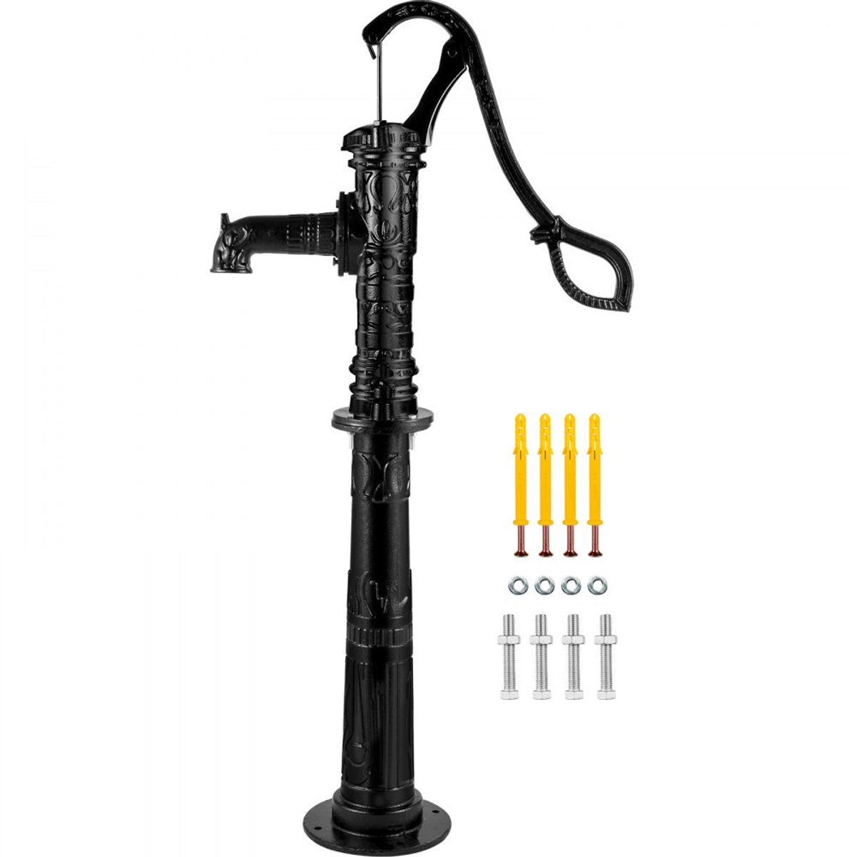 Gietijzeren Handwaterpomp - Tuinpomp met 67 cm Pompstandaard - 40 x 15 x 68 cm - Nostalgisch Design - Handbediend - Voor Vijver en Tuin - Zwart