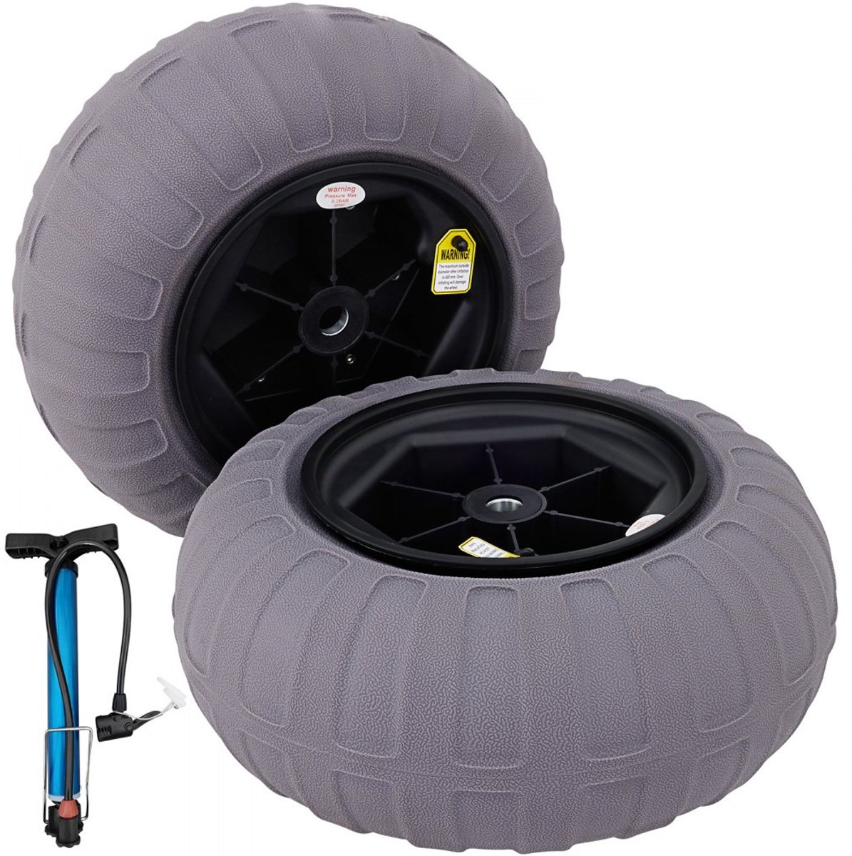 Kruiwagenwiel 40 cm Diameter Band Opblaasbaar Wiel 2 Stks TPU Ballonwielen Banden met Hand Luchtpomp, 80 kg Laadvermogen en een Lagedrukontwerp van 2-3 PSI Geschikt voor Verschillende Terreinen