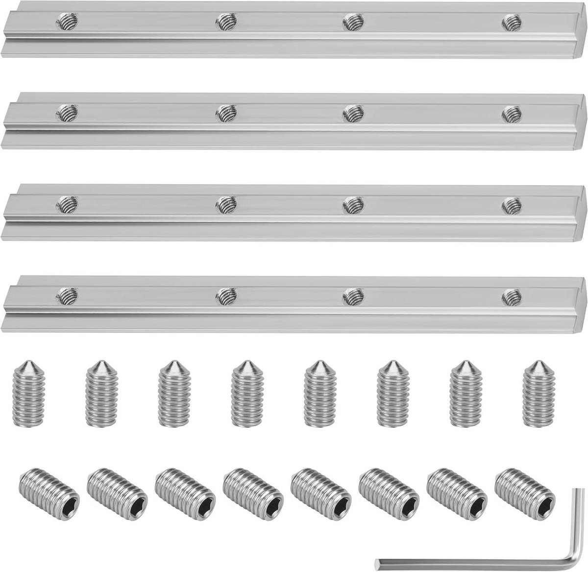 EGoods - 4 stuks aluminium profiel verbindingsstukken met schroeven - 100mm lang - voor T-sleuf bevestiging.