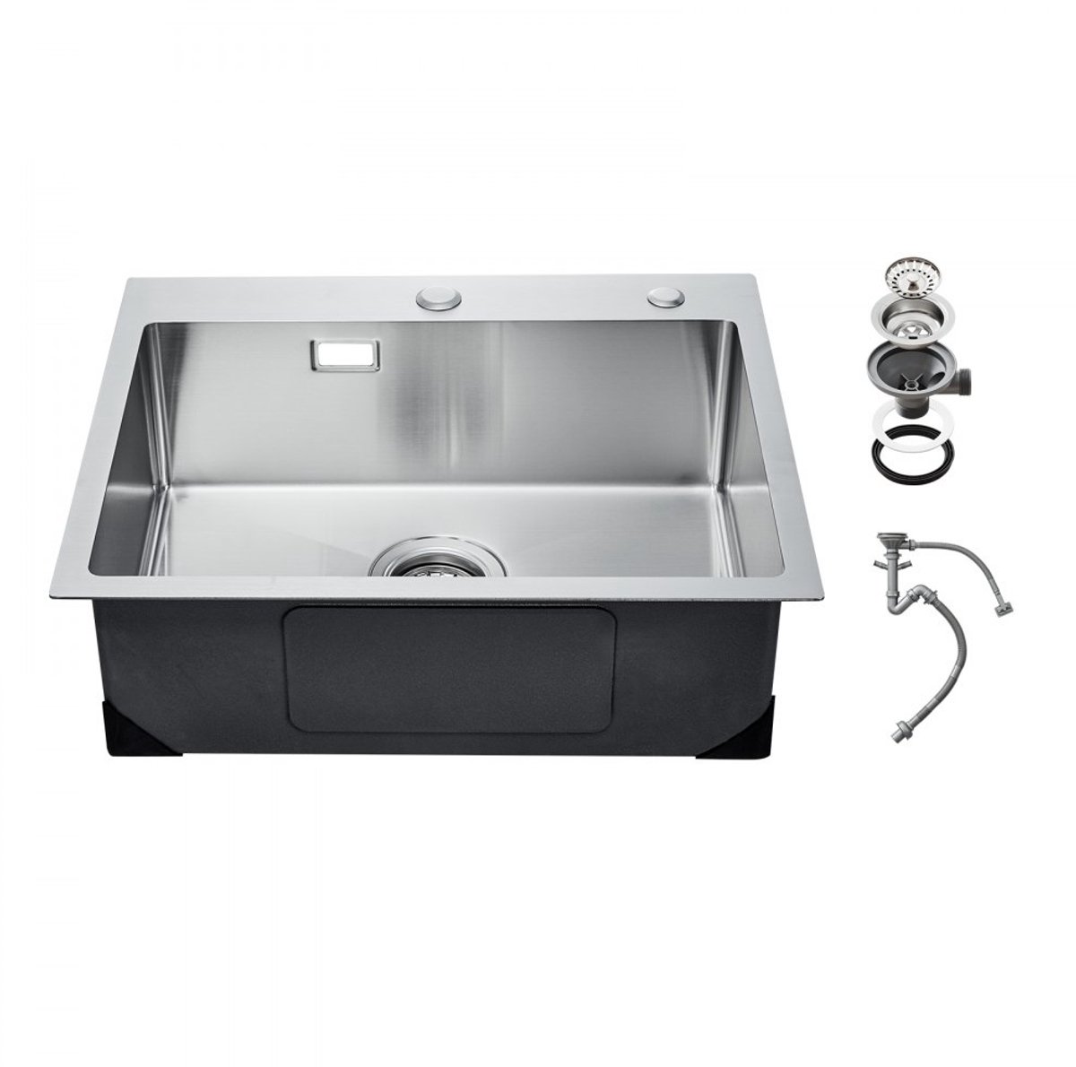 Keukenspoelbak - Opbouw/Inleg Spoelbak - 68 x 45 x 19 cm - RVS - Enkele Kom - Met Accessoires - Geschikt voor Camper en Keukenbar