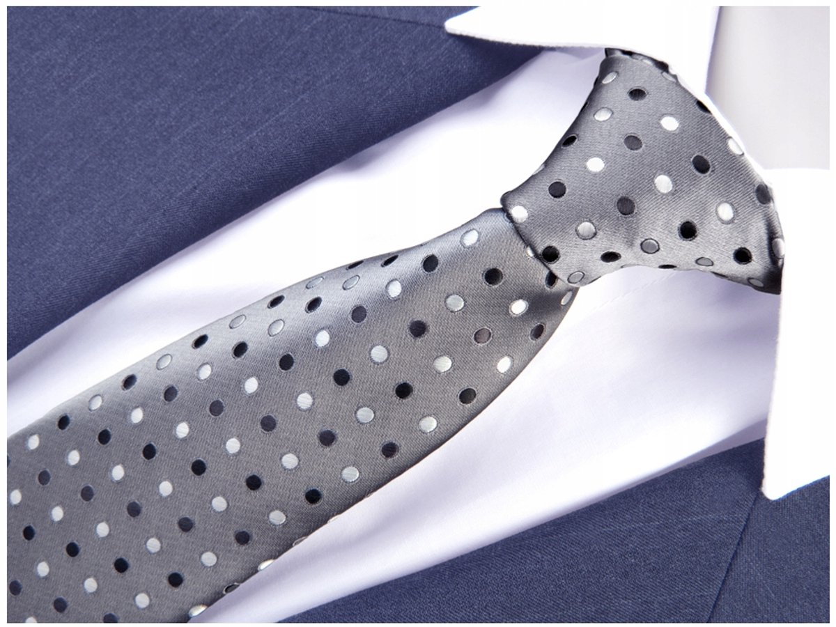 GREG Heren Krawat Jacquard Microvezel Polka Dot Grijs