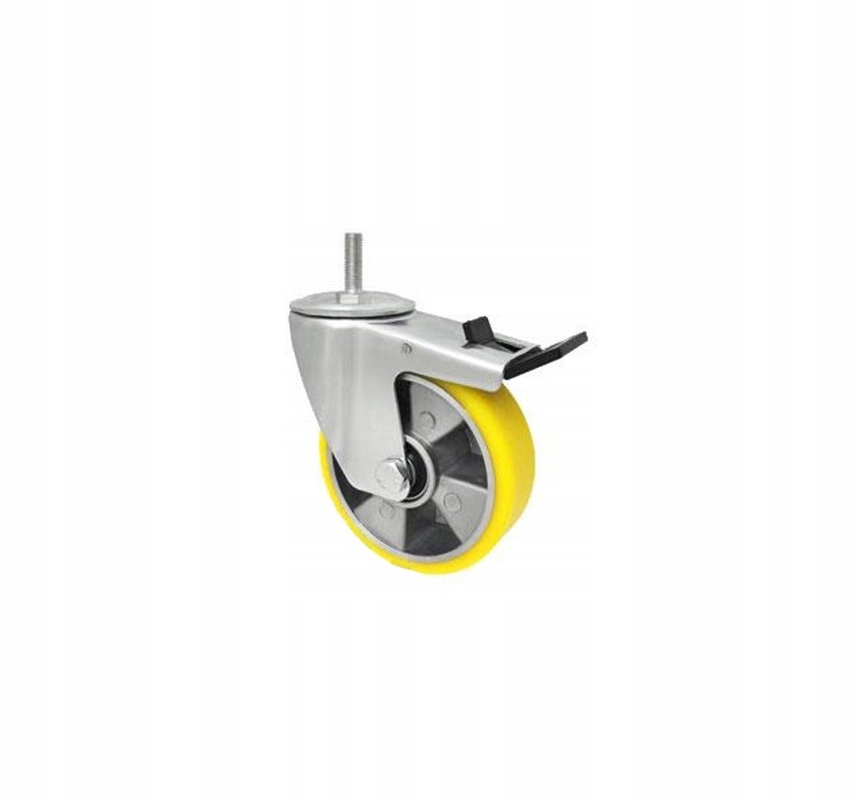 Aluminium-polyurethaan wiel met rem, Ø125mm, zwenkbaar