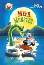 Boekcover: Dolfje Weerwolfje en een zeemonster in een meer, met de tekst 'Meer Monster' en 'Paul van Loon'.