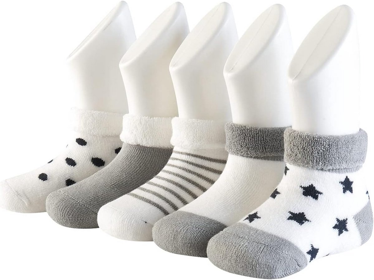 Warme Gevoerde Babysokken Katoen 5-Pack voor Jongens 6-12 Maanden