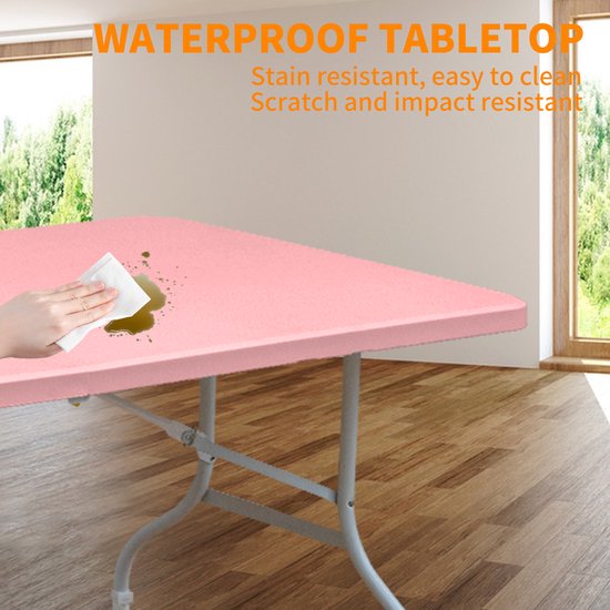 Campingtafels 180 cm - Inklapbaar Met Handgreep - Multifunctioneel - Kunststof - Roze — afbeelding 3