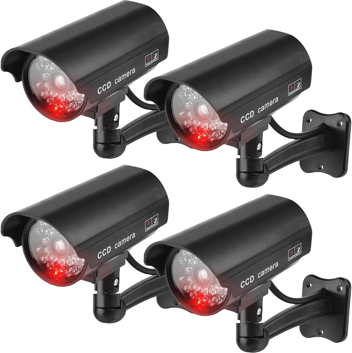 Set van 4 Dummy Camera's met Knipperende LED voor Binnen en Buiten - Realistische Nep Beveiligingscamera Zwart