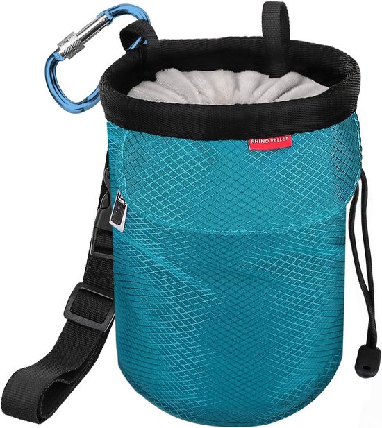 Rhino Valley Magnesiazak – Verstelbare Riem + Karabijnhaak – Waterdicht Nylon Met Fleece Voering – Voor Klimmen, Gymnastiek En Crossfit