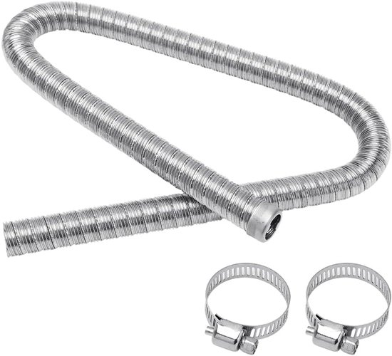 Uitlaatslang Voor Stroomgenerator 25 Mm Uitlaatslang 300 Cm RVS Extra Verwarming Uitlaat Met 2 Stuks Rvs Klemmen Voor Autos