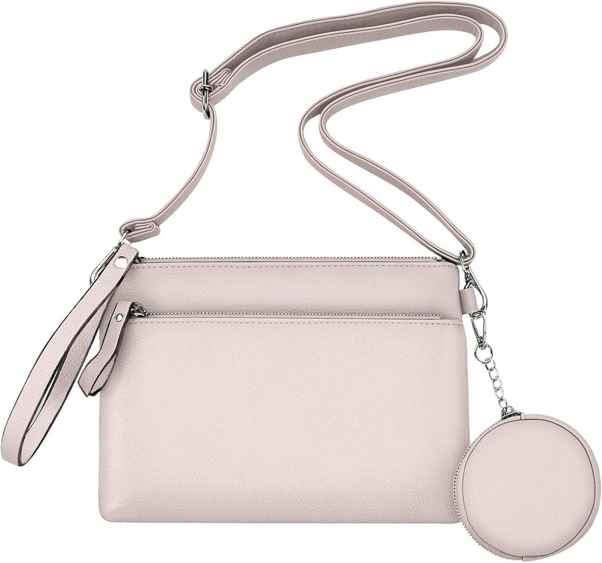 Dames Schoudertas Kunstleer Crossbody Tas met Losse Portemonnee