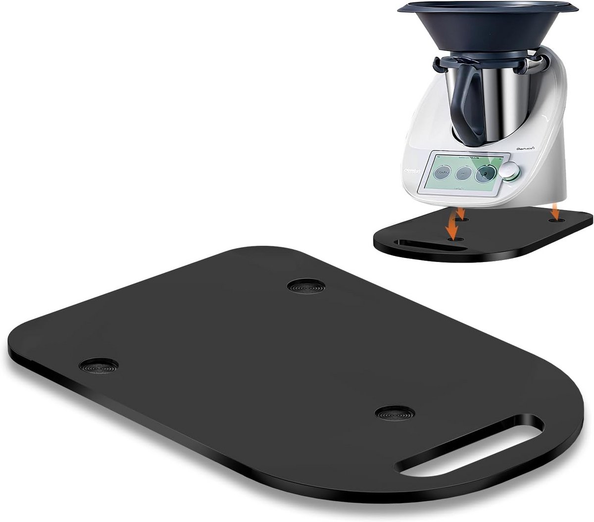 Glijplank voor Keukenmachine TM6/TM5 met Handvat en Wielen - Zwart