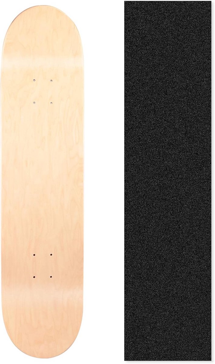 Robuust Dubbel Kicktail Skateboard Deck Inclusief Griptape Zwart