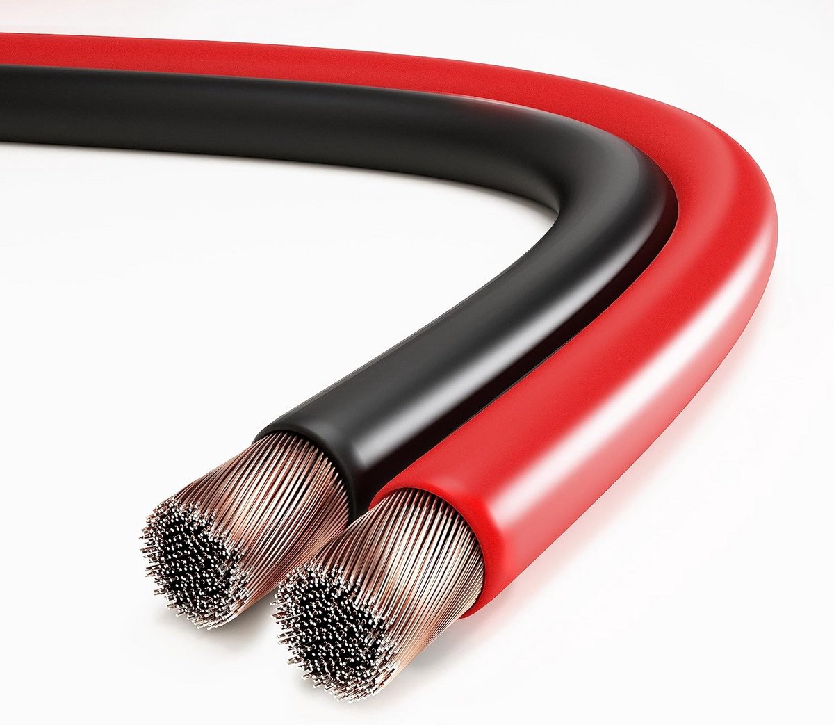 Hoogwaardige 50 Meter Luidsprekerkabel 2x4,00 mm² CCA Audiokabel voor Hifi en Subwoofer - Rood/Zwart