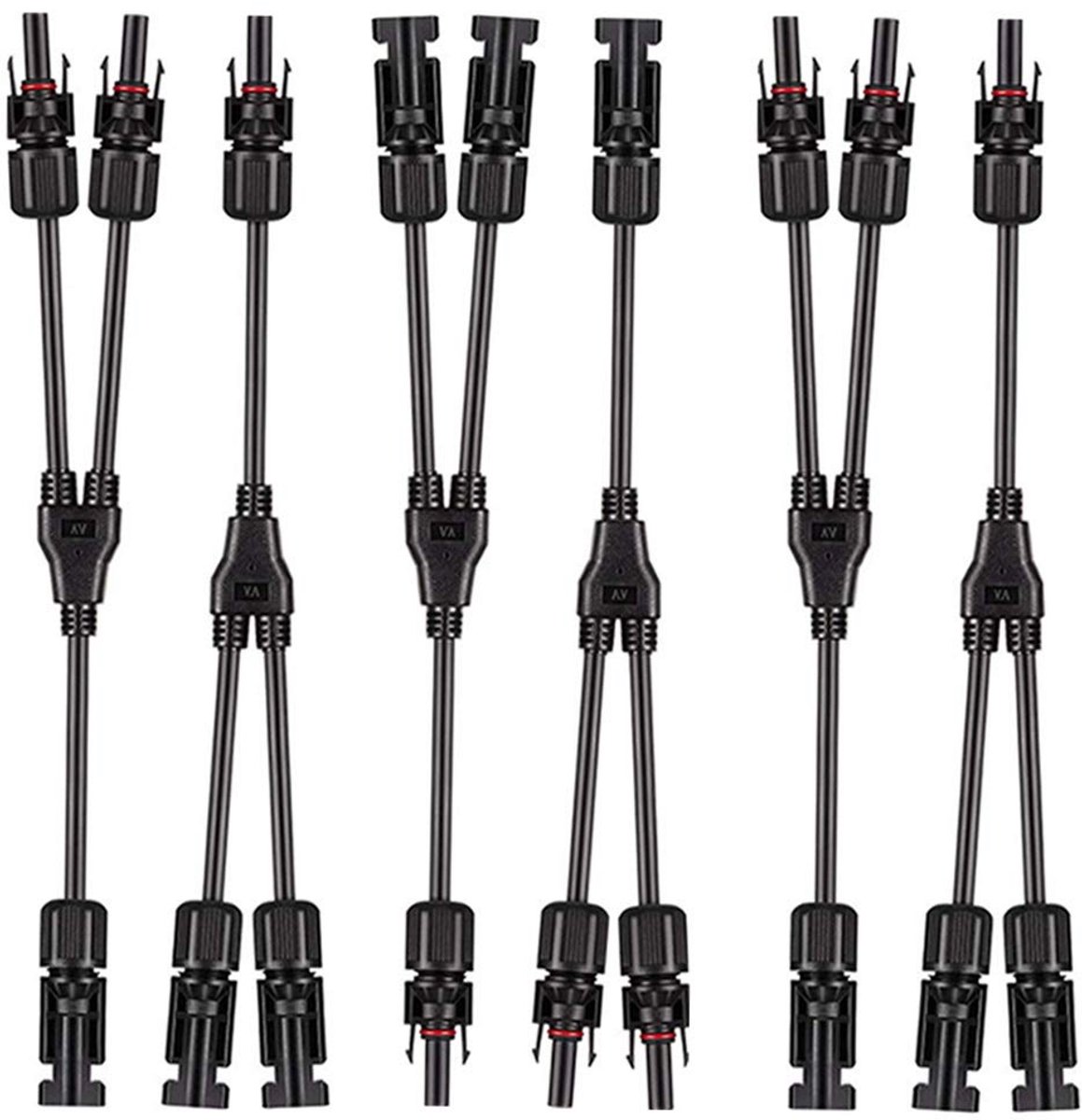 3 Paar MC4 Zonnepaneel Y Kabel Koppelaar - 1 Op 2 Splitsing voor PV Installatie