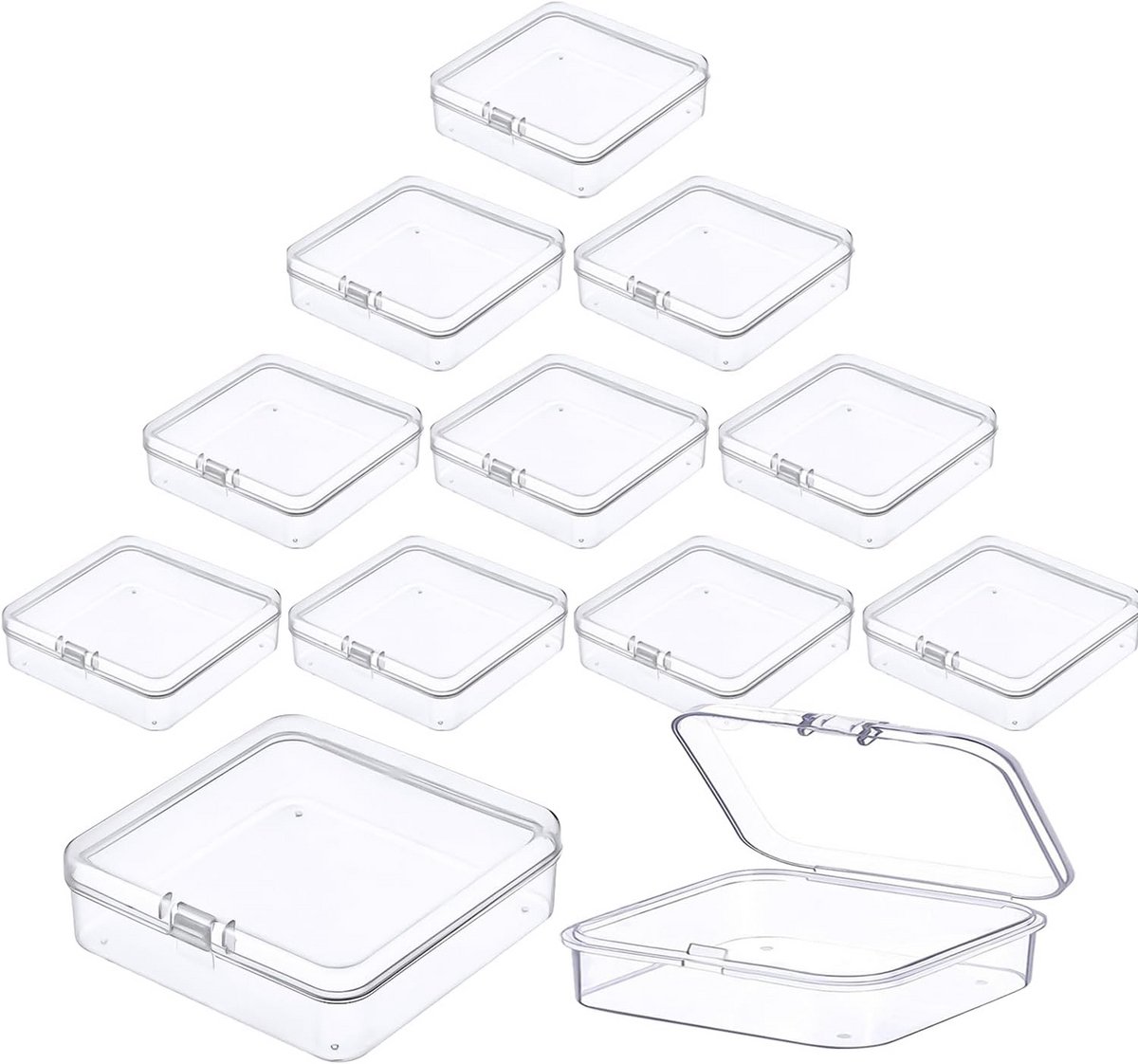 12x Transparante Mini Opbergdozen met Deksel voor Hobby, Knutselmateriaal en Sieraden